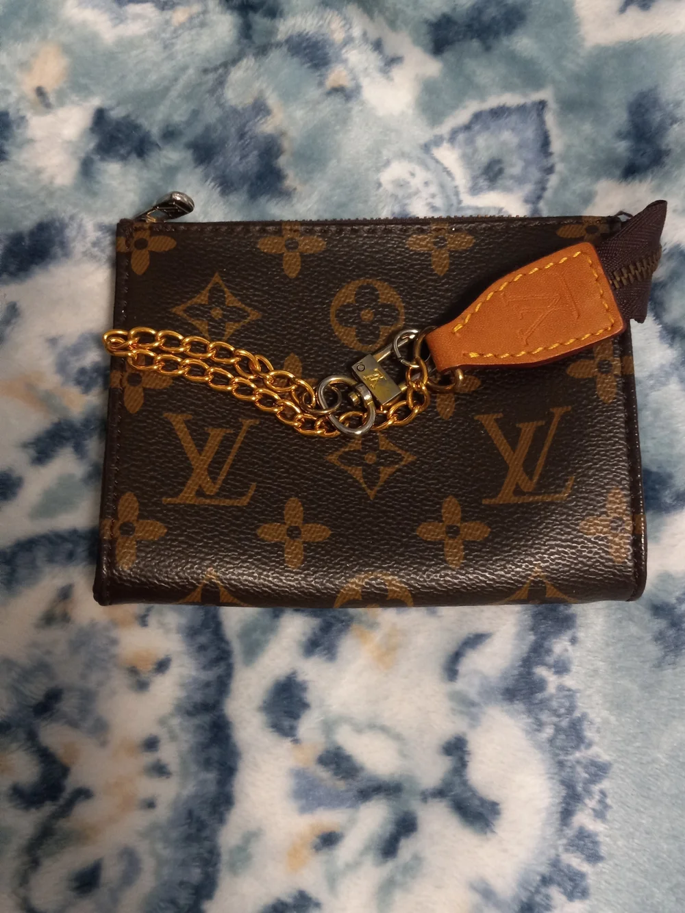 Louis Vuitton Monogram Canvas Key Pouch with Chain - Brown
